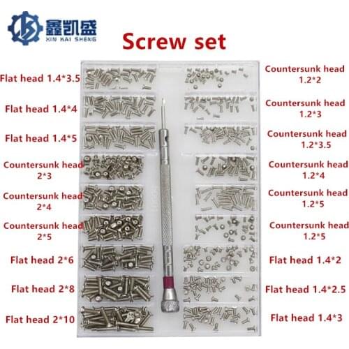 500 Pcs free shipping 18 Species of Spectacles Frame Notebook Screw Small Screw Set Miniature Screw Watch White Cover Screw