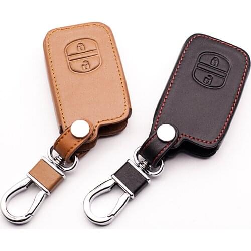 Car Genuine Leather Remote Control Keychain Car Key Cover For Toyota Camry/ Highlander / VIOS /Yaris 2 buttons protect shell