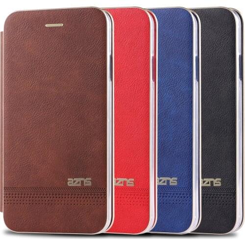 Azns Leather Case For iPhone 6 plus 7 7P 8 8PLUS X XS XR XS MAX Fundas Cover Flip Wallet Card Slot Luxury Bracket style