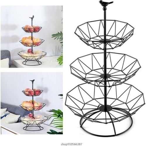 FreeShip 3Tier Fruit Baskets Metal Wire Fruit Bowl Snacks Cake Stand Storage Rack Countertop Organizer Table Home Decor Dropship
