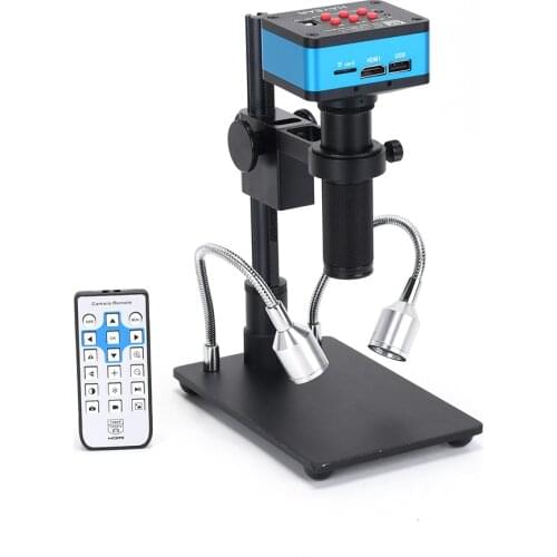 4K Digital Microscope Video with 150X Lens Table Stand HDMI-Compatible Microscope Camera Kit for PCB CPU Phone Repair Soldering