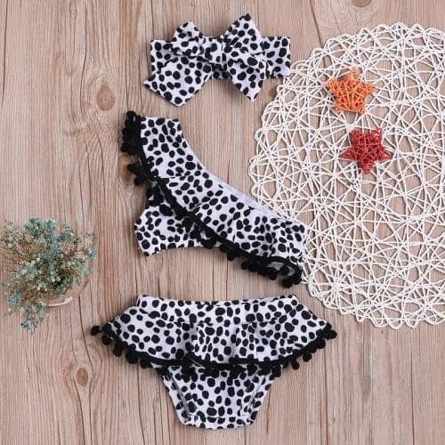 Leopard Print Kids Girls Swimwear Fashion Bowknot Two-pieces Bikini Sets Summer Bathing Beach wear