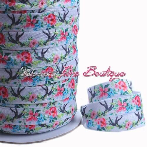 FLRA ElasticNew arrival watercolor flower printing fold over elastic
