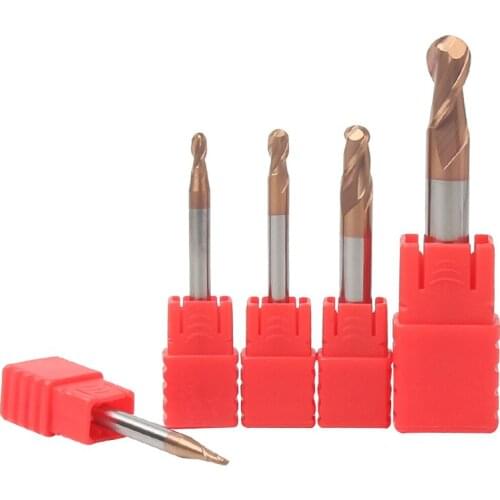 HRC55 2pcs carbide ball nose endmill carbide knife router bit R2 R3 R4 R5 50L 75L tungsten router tool for CNC mill
