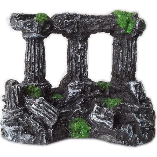Artificial Aquarium Roman Column Decoration Resin Ancient Ruin Column Ornament Fish Tank Stone Cave For Fish Shrime Rock Decor