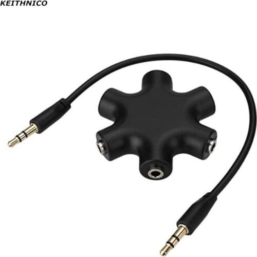 KEITHNICO 3.5mm Jack 6 Way Multi Port Hub Aux Headphone Splitter Useful Audio Cable Adapter Converter Earphone Accessory
