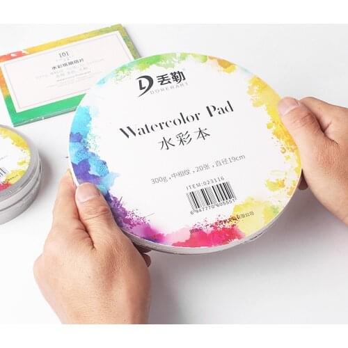 DORERART 300g Round Watercolor Paper Pad Aquarelle Drawing Paper for Art Supplies Portable Watercolor Cotton Paper Cards