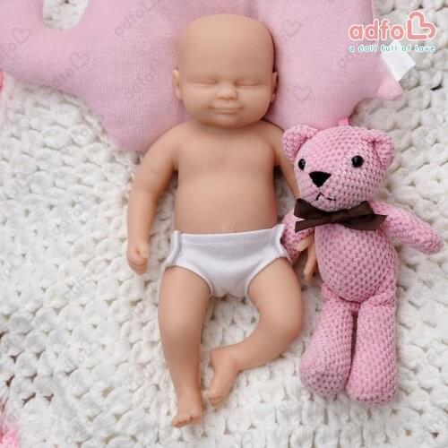 ADFO Reborn Baby Doll 26CM Realistic Full Soft Silicone Baby Anti Stress Newborn Lifelike Unpainted Dolls Washable Girl Gift