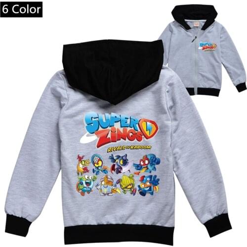 Spring Autumn 2-13Year Boys Girls Superzings Game Anime Hooded Thin Pocket Jacket Children Coats Kids Super Zings Zipper Clothes