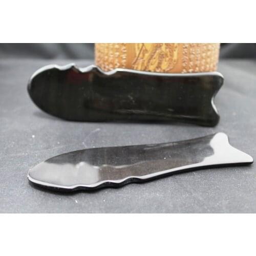 L 15cm /13cm big fish Traditional Acupuncture Massage Tool body meridian Guasha board/100% Buffalo Horn fishtail shape 10pcs/lot