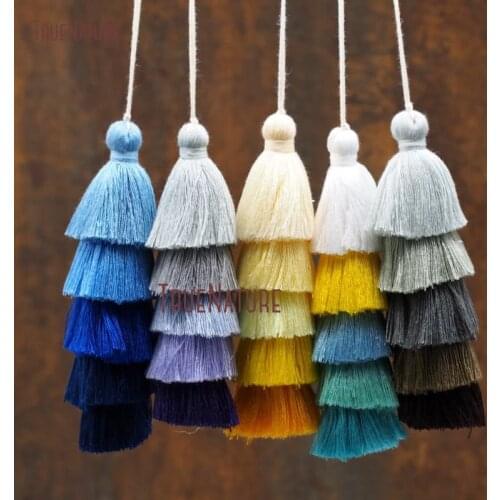 Hot Sale Jewelry Accessory Vintage Cotton Layers Tassel Pendant 5 Layers Long Bohemian Tassel 5.2 inch PM8781