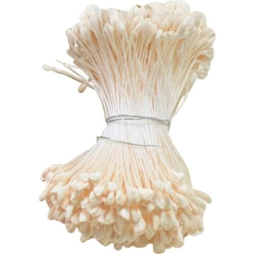 MagiDeal 360 Pieces 6cm Artificial Pearl Double Heads Flower Stamen Pistil beige Wedding Bouquet Hair Accessories