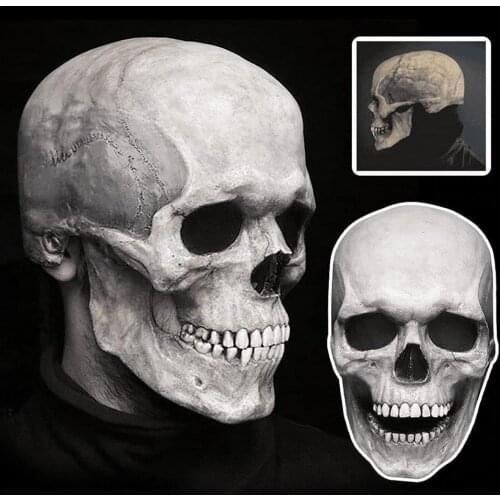 Full Head Skull Mask Skeleton Mask Halloween Costume Horror Evil Mask Helmet With Movable Jaw Party Cosplay Mask Decoration