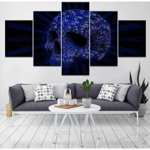 Minimalist Print Painting Wall Modular 5 Set Picture Skull Modern Style Artwork Canvas Home House Decoration Posters For Gift