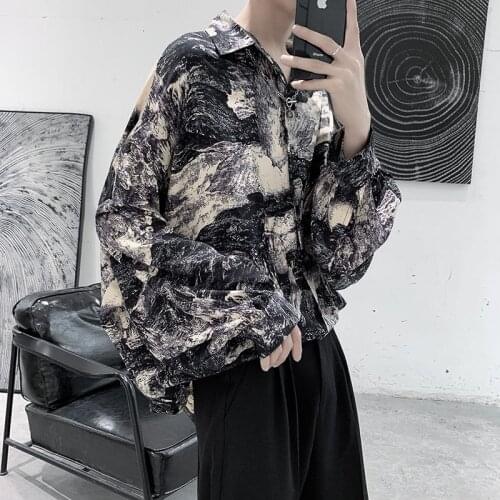 2020 Mens Casual Hawaiian Shirt Lazy Style Loose Lantern Sleeve Shirt Camisa Masculina Mens Clothes Fashion Shirts Size M-2XL