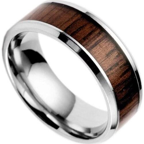 Yingwu Wholesale 30pcs Lot Titanium Stainless Steel Men Rings Wood Grain Style Fashion Rings Male Jewelry Gifts