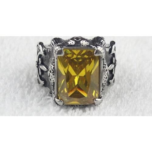 Mens Huge Silver color Dragon Claw CZ 316L Stainless Steel Biker Ring US Size 7/8/9/10/11/12/13