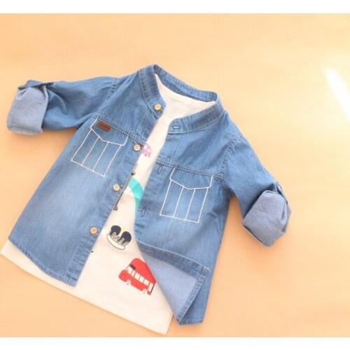 New Arrival 2018 Spring Boys Fashion Denim Shirts Kids Soft Cotton Shirts Children Long Sleeve Denim Shirt Spring Clothing