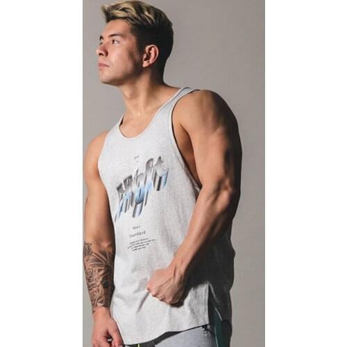 New Casual Printed Tank Tops Male Bodybuilding Sleeveless Cotton top Men Gyms Fitness Workout Singlet Male Summer Tops clothing