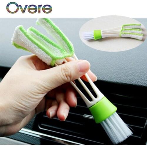 Overe 1Pc Car Double-head Cleaning Brush Tool For Mercedes W205 W203 W211 Volvo XC90 S60 XC60 S80 V40 Alfa Romeo 159 156
