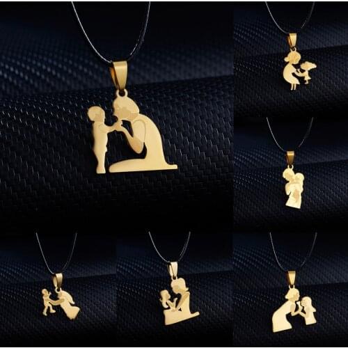 Rinhoo Family Baby Pregnant Mothers Day Necklace Gift Stainless Steel Father Love Mom Women Girl Daughter Necklaces Jewelry