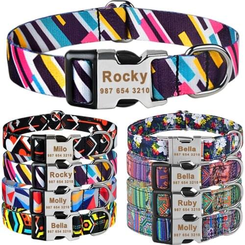 Personalized Adjustable Nylon Dog Collar Unisex Custom Free Engraved Dog Collar Puppy ID Tag Small Large Standard Pet Dog Collar
