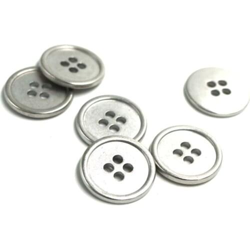 20mm Zinc metal alloy Sewing Button Metal Buttons Round silver 4 Holes Cadmium Free sewing button