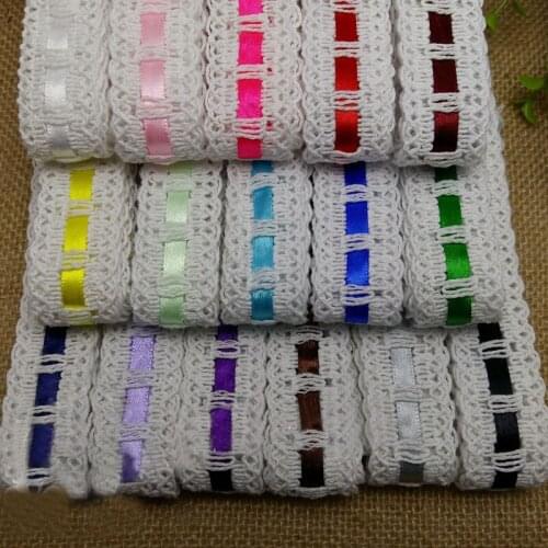 25 meters 2.6cm Width Multicolor Cotton Lace Ribbon DIY Handmade LACE TRIMS With Ribbon Garment Accessories