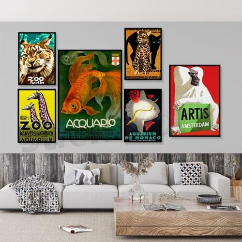 Amsterdam Zoo Monaco Aquarium Advertisement,Wildlife Botanical,Poster-Vintage Retro Art ,Plants-Sea Safari-Home Décor-Gift Ideas