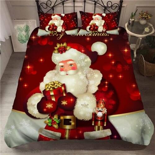 3D Christmas Bedding Set Quilted Pillowcase Luxury Bed Linen Santa Duvet Cover Set Bedroom Decor Kids Christmas Gifts