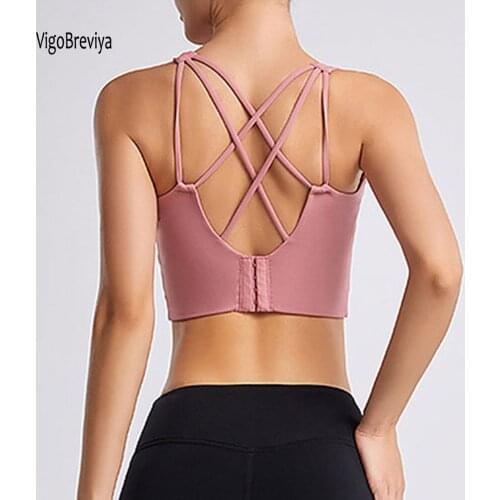 VigoBreviya Sexy Pink Push UP Sports Bra Workout Sport Top Crop High Impact Fitness Wear Yoga Gym Running Breathable Brassiere