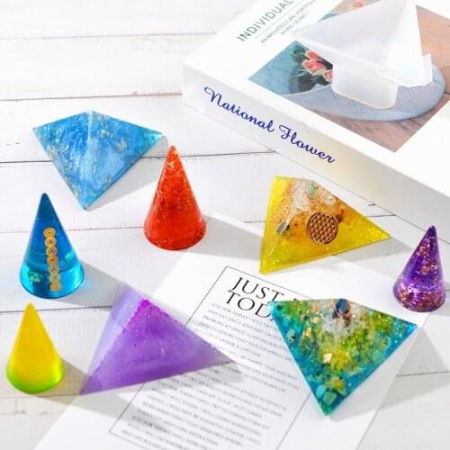 Orgonite Mitsubishi Gimlet Pyramid Silicone Mold for UV Resin Epoxy DIY Handmade Crystal Home Decoration