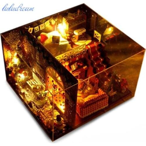 Handmade Led Light Doll House Furniture Miniatura Diy Christmas Doll Houses Wooden Toys For Children Grownups Christmas Gift