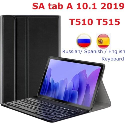 Tab A 10.1 Russian Spanish Keyboard For Samsung Tab A 10.1 2019 SM-T510 T515 Case with Keyboard Wireless for Samsung T510 Cover