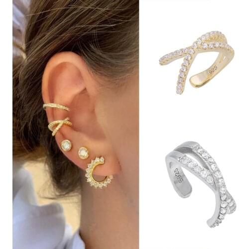 925 Sterling Silver Ear Cuff For Women 1 pcs Charming Zircon Clip On Earrings Gold earcuff Without Piercing Earrings Jewelry new