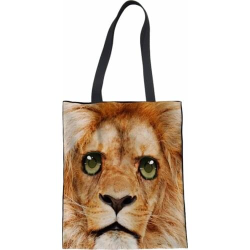 NoisyDesigns 3D Lion Print Women Shopping bags Large Eco Crossbody Foldable Shopping Bag Reusable School Bag Designer Tote Bags