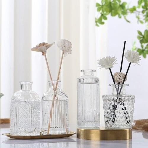 1pcs 150ml/200ml Relief Glass Diffuser Transparent Glass Perfume Bottles Refillable Diffuser Cosmetics Container Without Cap