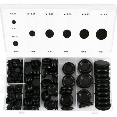 170pcs Black Rubber Grommet Firewall Hole Plug Retaining Ring Set Car Electrical Wire Gasket Kit For Cylinder Valve Water Pipe