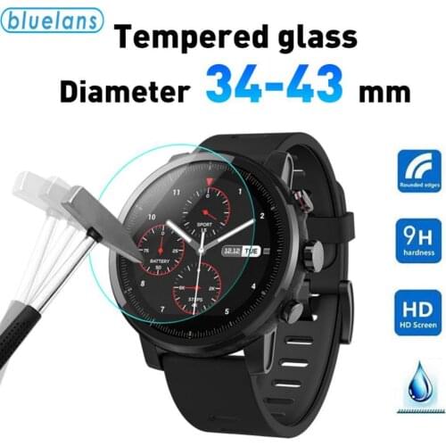 2Pcs Full Size Round Watches Tempered Glass Screen Protector Film Diameter 34-43mm Smart Watch Screen Protective Film Clear Film