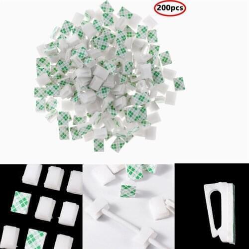 200PCS/Set White Cable Base Mounts Holder Self Adhesive Cable Wire Zip Tie Mounts Bases Wall Holder Fixing Seat Clamps Fasteners