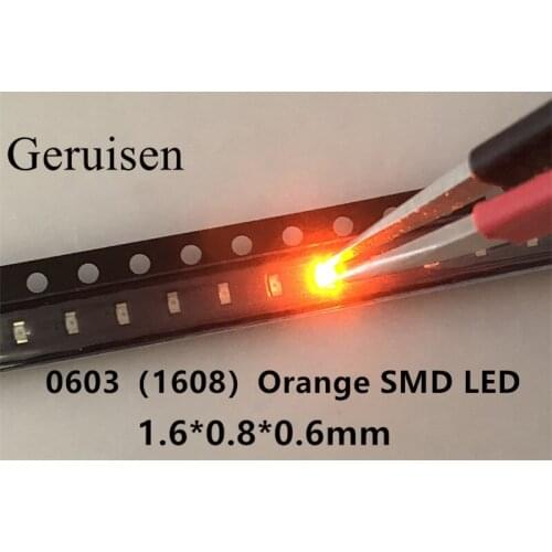 200pcs/lot 0603 Orange/amber Smd/smt Led Super Bright Lamp Lights-emitting Diodes 0603 smd led orange 600-610nm