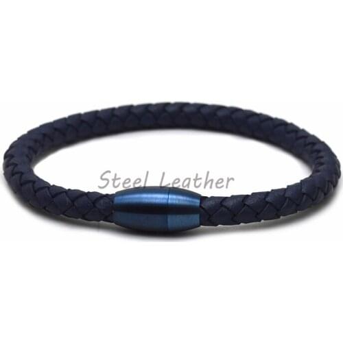 5pcs/lot Custom Logo Genuine Leather Stainless Steel Magnetic Buckle Men Women Leather Bracelet Fashion Charm Bracelet Wholesale