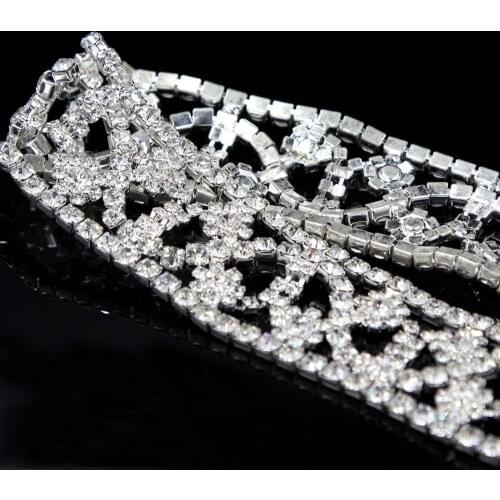 5Yards New Arrival Crystal Rhinestone Trimming Beaded Applique Trim For Wedding Dresses