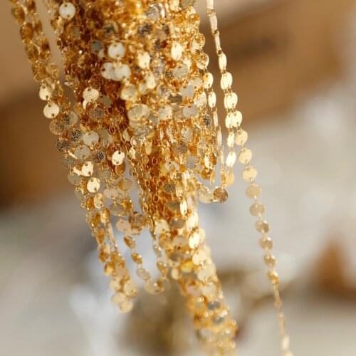 50cm retro exquisite sense of real gold-plated color-preserving material frosted disc chain DIY bracelet necklace accessories