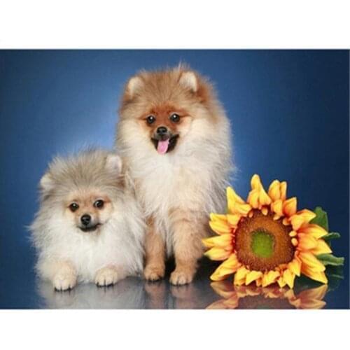 Puppies And Sunflowers Diamond embroidery diamond mosaic picture full drill square round 5d diy diamond art home decoration