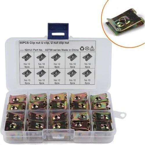 80PCS Bronze Tone Spring Metal Clip No.10 Zinc U Type Clip Nut Automotive Interior Trim Panel Fastener Fitting