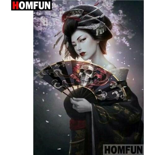 HOMFUN Full Square/Round Drill 5D DIY Diamond Painting "Japanese woman" Embroidery Cross Stitch 5D Home Decor Gift A08093