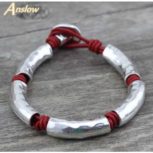 Anslow Fashion Jewelry Hot Party Wedding Birthday Handmade DIY Charm Bijoux Men Leather Bracelet For Women Men Gift LOW0561LB