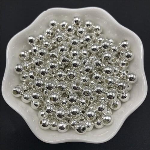 4mm 6mm 8mm 10mm Silver-Color Imitation Pearls Acrylic Beads Round Pearl Spacer Loose Beads For Jewelry Making