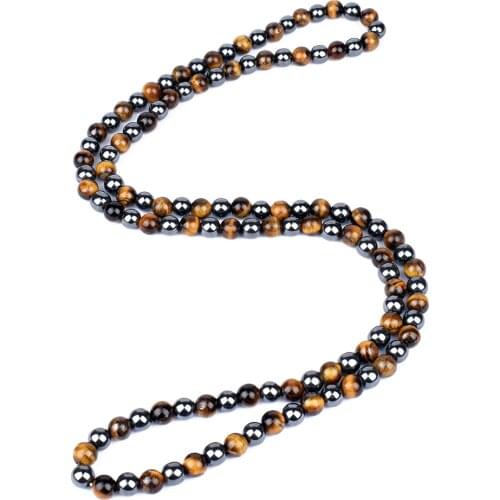 Natural Hematite Tiger Eye Beads Necklaces Men for Magnetic Health Protection Women Energy Jewelry Collier Homme Drop shipping